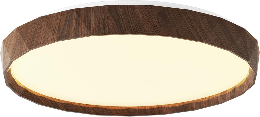 ANYLOVE 19 inch LED Flush Mount Ceiling Light Fixture,3000K 4000K 5000K Adjustable Ceiling Lights, Farmhouse Walnut Wood Grain Ceiling Light for Bedroom Hallway Bathroom Kitchen