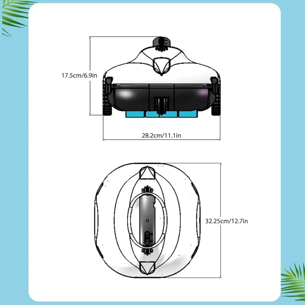 Automatic Robotic Pool Cleaner, Cordless Pool Vacuum Cleaner, Powerful Suction Lasts 130 Mins, Intelligent Path Planning for Flat Pool (Orange)
