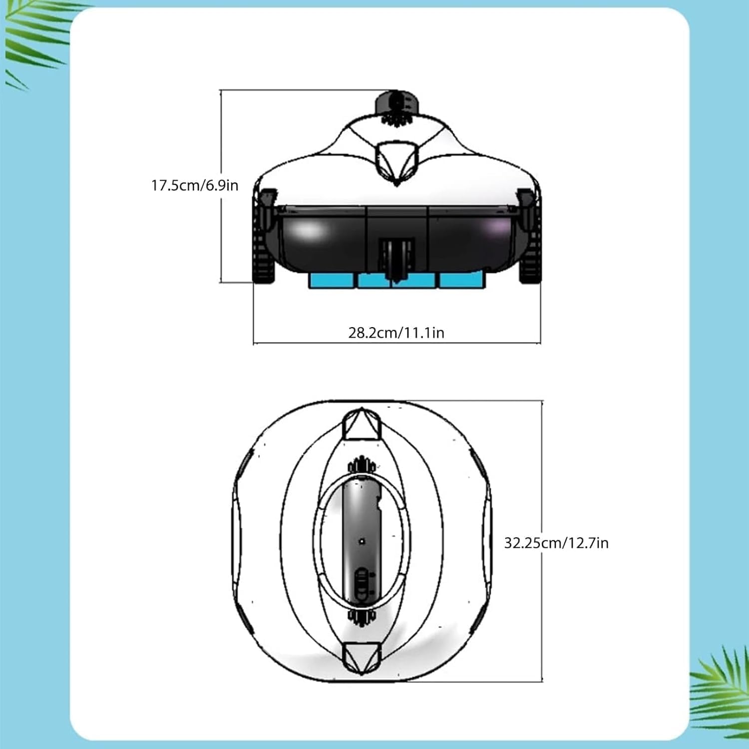 Automatic Robotic Pool Cleaner, Cordless Pool Vacuum Cleaner, Powerful Suction Lasts 130 Mins, Intelligent Path Planning for Flat Pool (White)