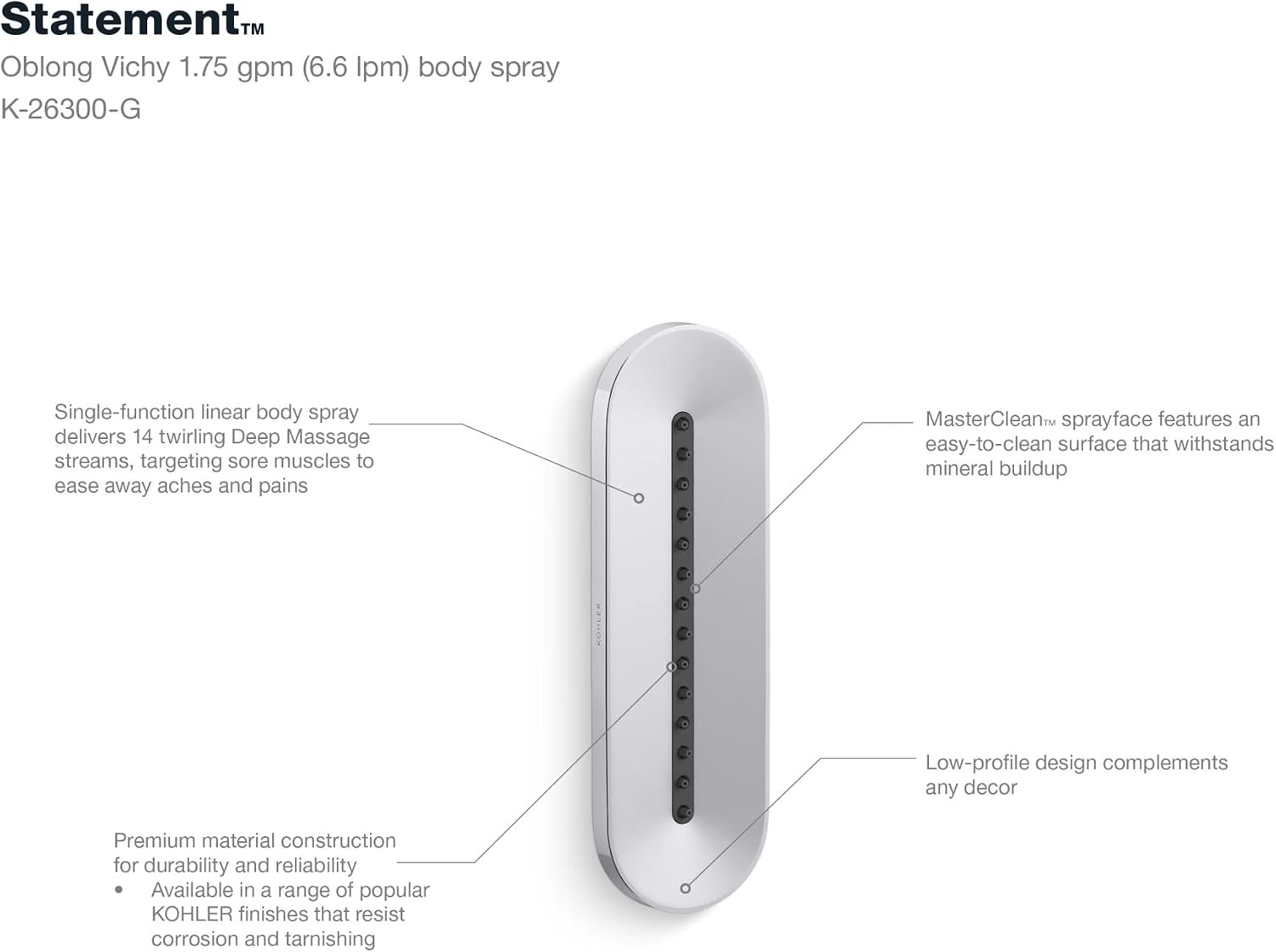 KOHLER STATEMENT™ OBLONG VICHY BODY SPRAY G