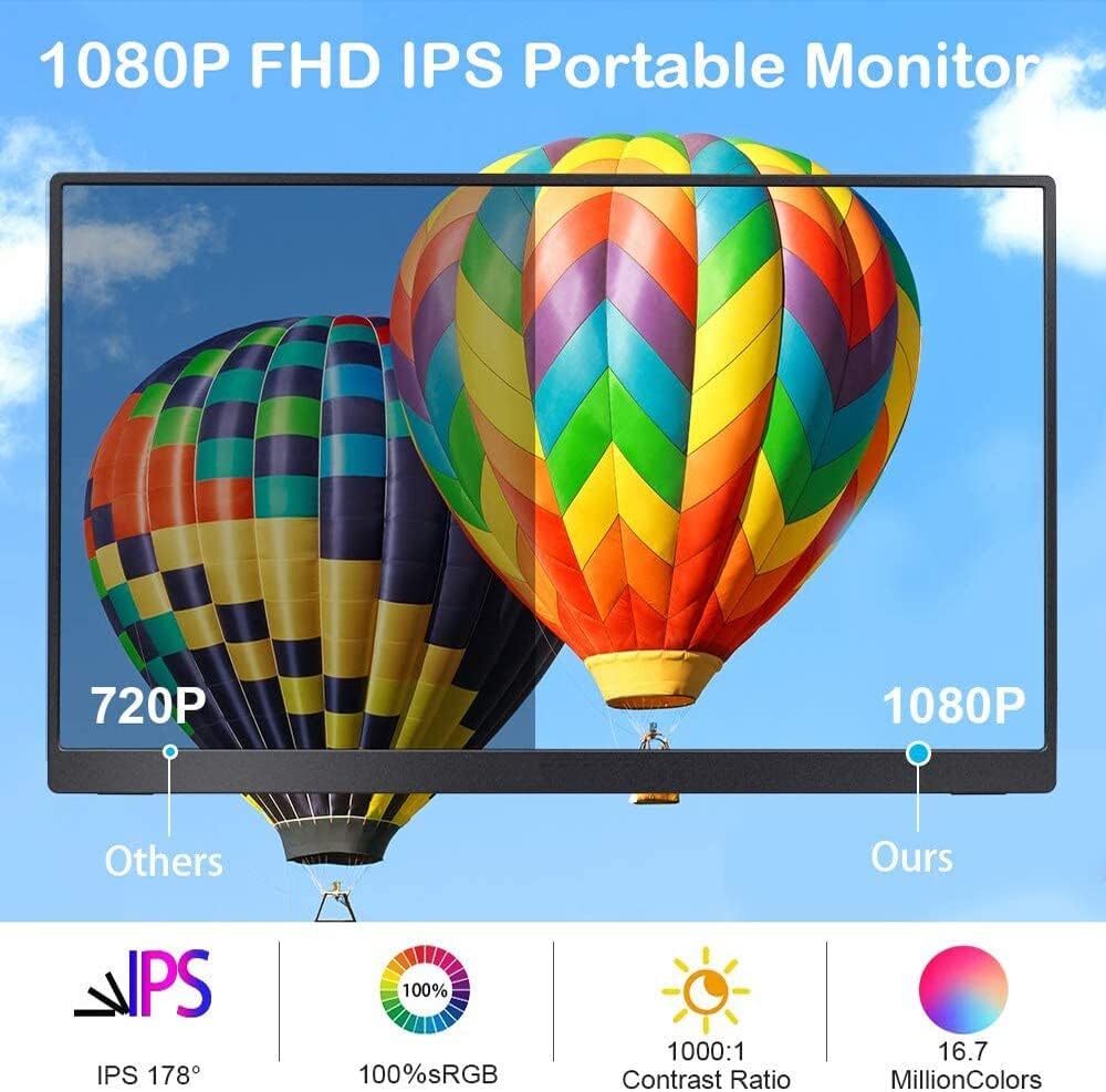 EDIY 4K Computer Monitor 13.3inch Gaming Display Portable 3840X2160 IPS with Stand Smart Case Eye Care Screen 60HZ HDMI Type-C Mini for Switch Xbox Rpi Win PC Mac Laptop