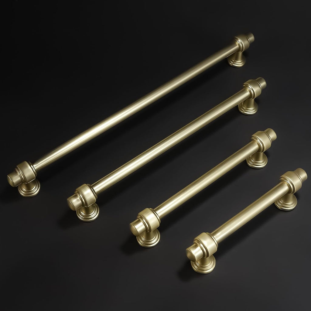 10 Pack 12-3/5 inch(320mm) Brushed Brass Kitchen Cabinet Handles Cabinet Pulls Gold Drawer Pulls Kitchen Cabinet Hardware Handles Dresser Handles