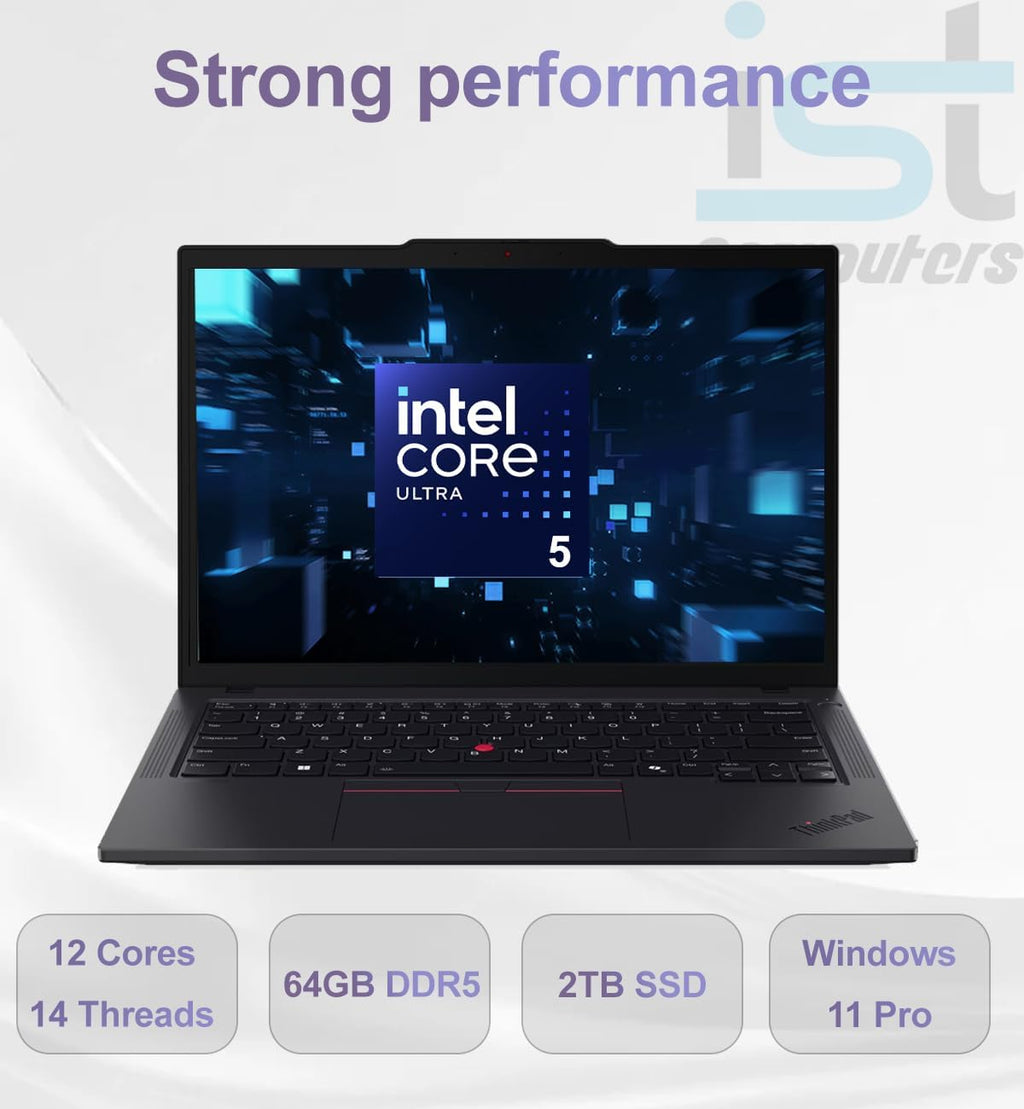 Lenovo ThinkPad T14 G6 Business Laptop, 14' FHD+ Touchscreen, Intel 12-Core Ultra 5 225U (> Ultra7 155U), 64GB DDR5, 2TB SSD, Thunderbolt 4, Backlit KB, Fingerprint Reader, IR Webcam, Windows 11 Pro