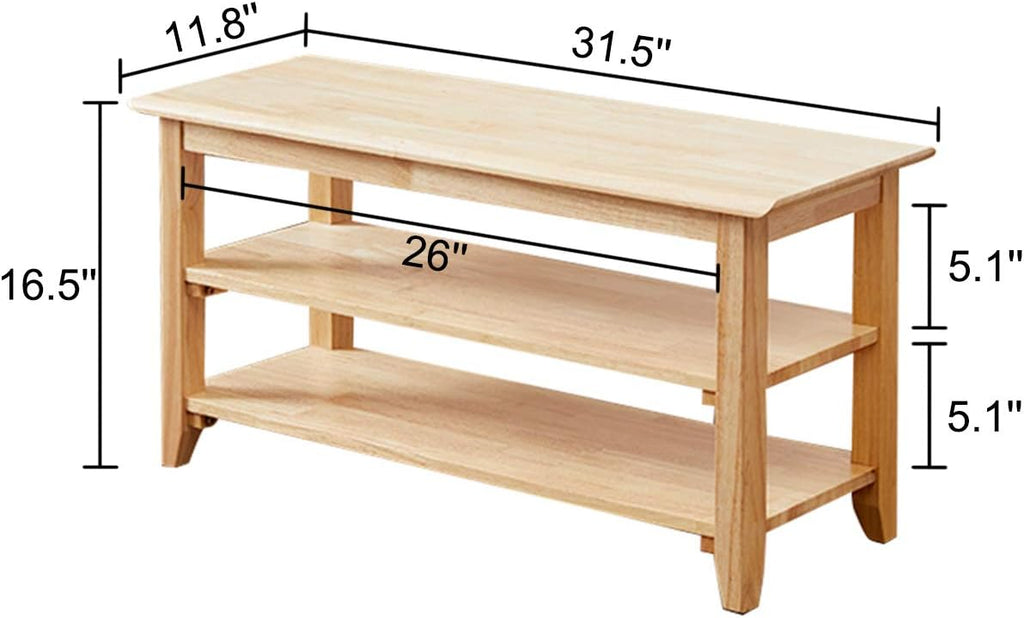 XKZG Storage Bench Wooden Shoe Rack Bench Simple Style Wood Entryway Bench (Natural,31.5')
