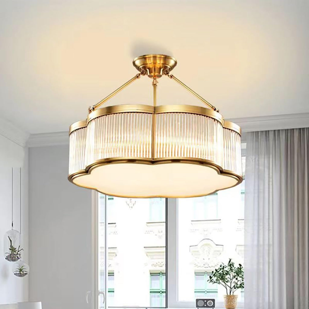 Modern Semi-Flush Ceiling Light Fixture,Decorative Floral Flush Mount Chandelier,Flower Shaped Glass Ceiling Lamp,Close Ceiling Light Fixture for Bedroom Living Room Dining Room