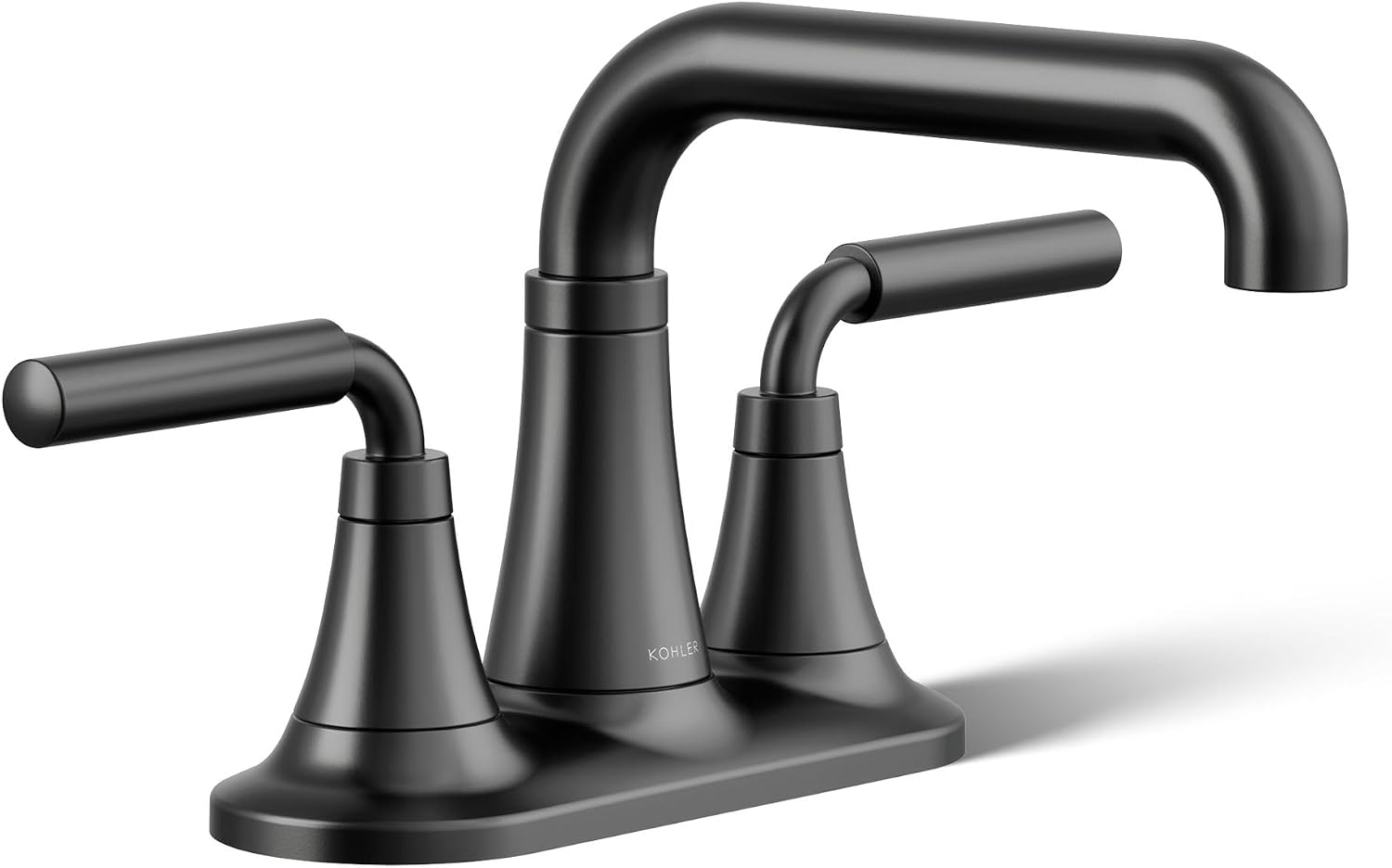 KOHLER K-27414-4-BL Tone™ Centerset Bathroom Sink Faucet, Clicker Drain, Bathroom Faucets, 1.2 GPM, Matte Black