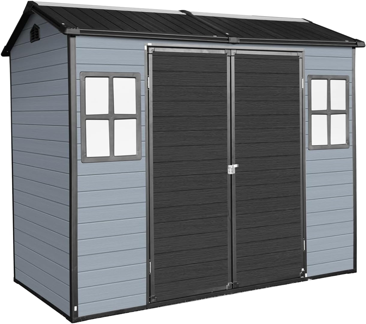 8x4FT Resin Storage Shed with Floor, Storage Shed with Floor Included, 2 Windows and Lockable Door Sheds for Garden Tools, Bike
