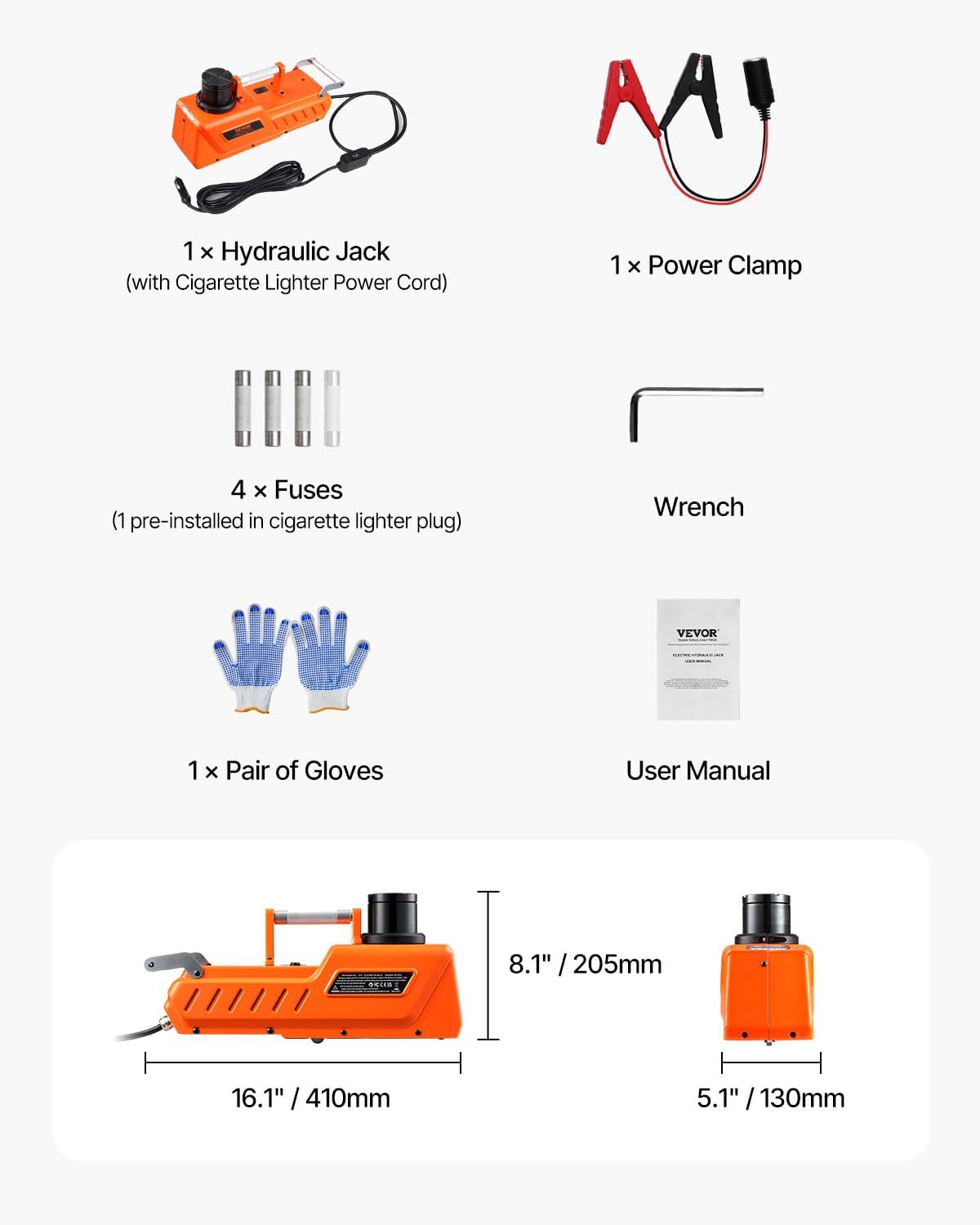 VEVOR Electric Car Jack, 15 Ton Hydraulic Jack Lift, Hydraulic Lifting Range 7.9-20.5 inch Portable Jack kit for Sedan, SUV, Truck