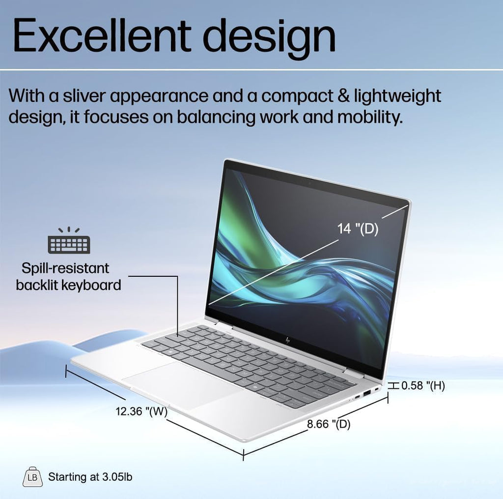 HP EliteBook x360 1040 G11 2-in-1 Business AI Laptop 14.0' Touchscreen OLED 2.8K Display (Intel Ultra 7-155H vPro, 32GB RAM, 1TB SSD, Active Pen, Copilot, Backlit KB, FP, IR Webcam, 2 TB 4, Win11Pro)