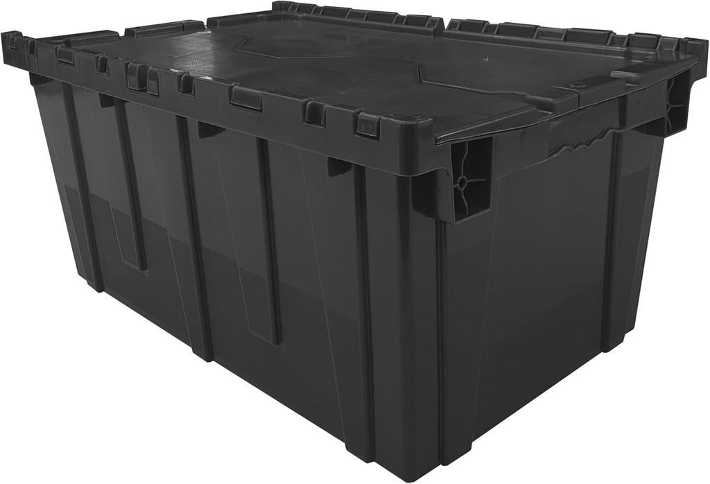 Uboxes Storage Crate, 5 Pack Black Plastic Rectangle Storage Boxes, 27 x 17 x 12 inches, Stackable Waterproof Crates for Organizing Closets, Garage, Kitchen, Outdoor Activities