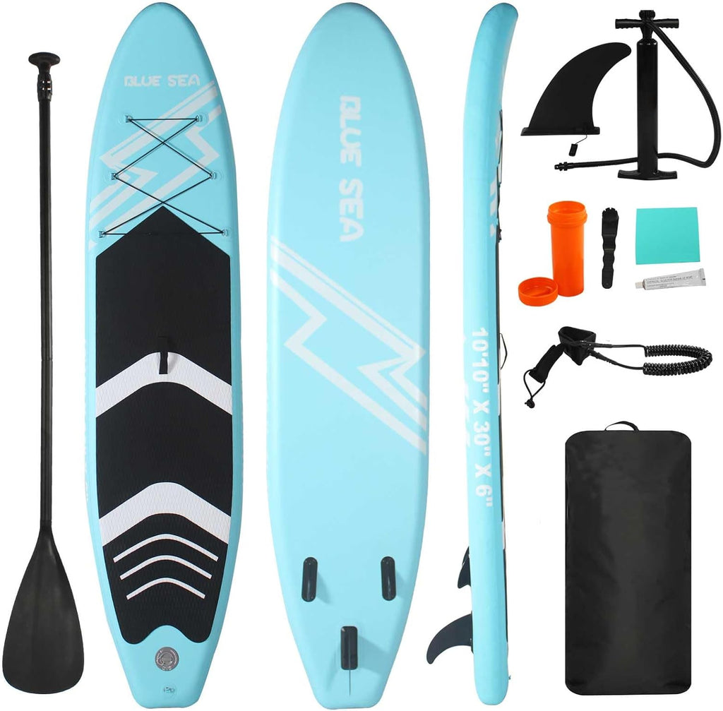 Inflatable Stand up Paddle Board, Extra Wide SUP, with Premium Paddleboard Accessories, Hand Pump, Backpack, Adult & Youth, for Yoga Fishing Paddling
