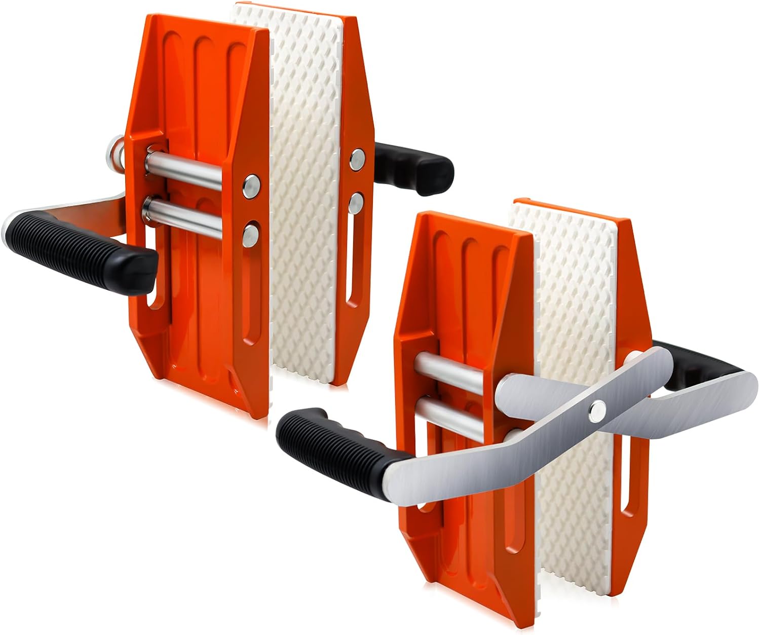 2 PACK Granite Carrying Clamps with White Rubber-lined, Double Handed Stone Panel Carry Lifter Tools, Heavy Duty lifting clamps for Marble, Glass, Slabs and Plywood