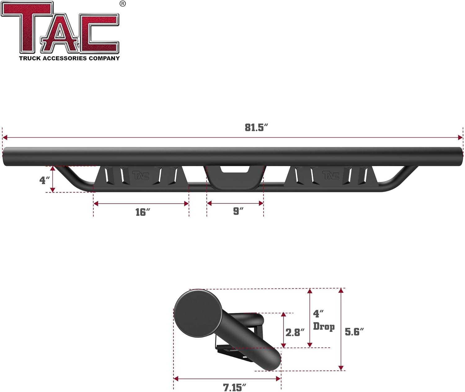 TAC EHD Running Boards Compatible with 2015-2026 Ford F150 Supercrew Cab| 2022-2026 F150 Lightning EV| 2017-2026 F250/F350/F450/F550 Super Duty Crew Cab| Side Steps| Nerf Bars| Two-Stair