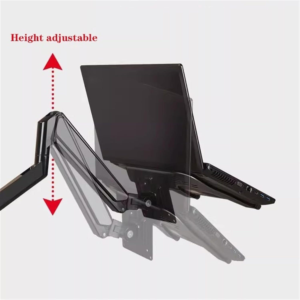 Adjustable Gas Spring Arm Monitor Stand with Laptop Tray for 17' 30' Screens Holds 4.4 19.8lbs Mount for Desk 2 in 1 Design Compatible with 10' 16' Laptops