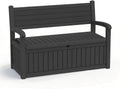 EasyUp 80 Gallon Wood Grain Style Outdoor Storage Bench, Waterproof and Lockable Deck Box Outdoor Storage Furniture for Patio,Garden,and Porch – Perfect for Storing Garden Tools and Cushions(Black)