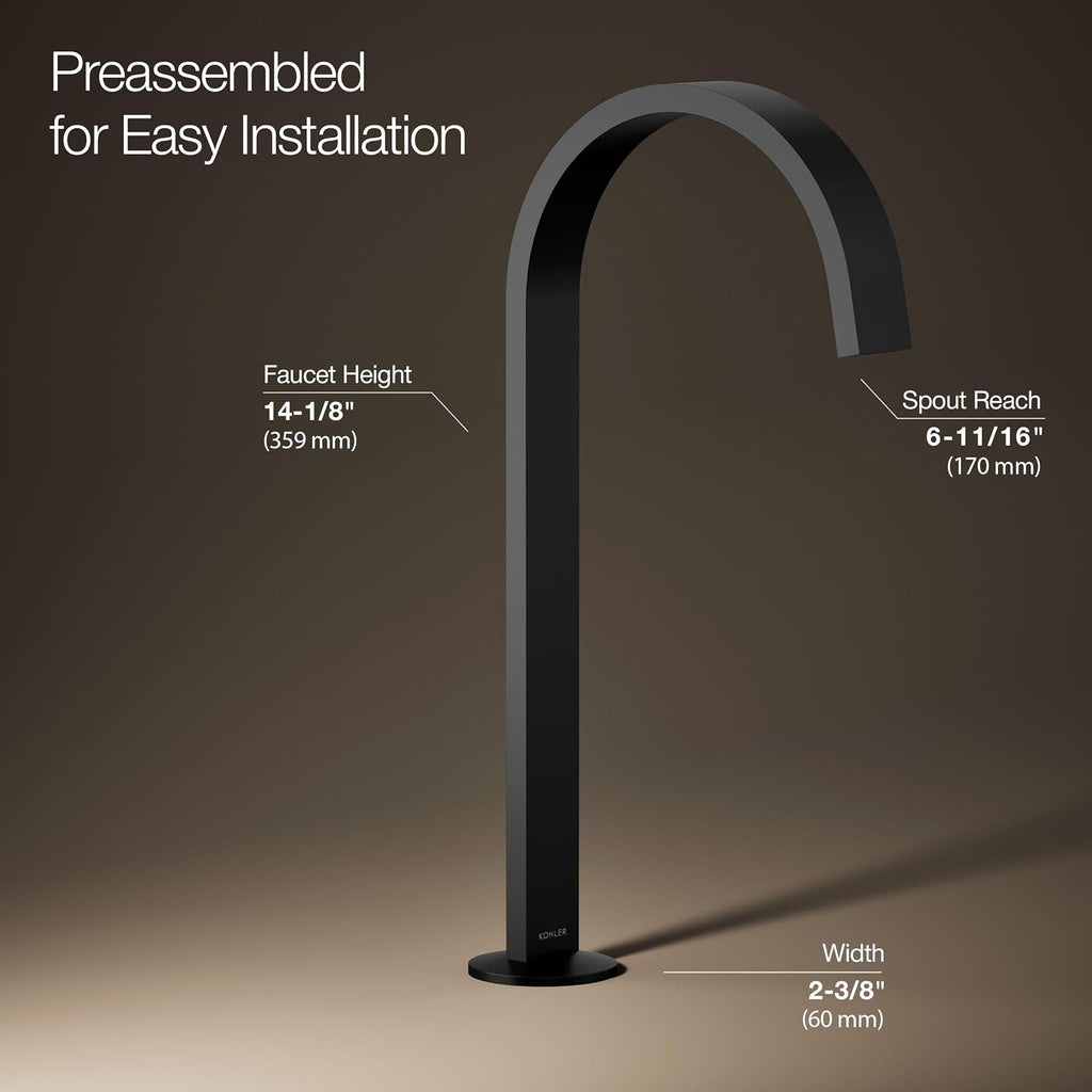 Kohler 77966-BL Components® Bathroom Sink Faucet spout with Ribbon Design, 1.2 gpm, Matte Black