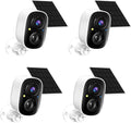 2K FHD Solar Powered Security Cameras Wireless Outdoor,WiFi Wireless Cameras,Outside Cameras for Home Security,AI Motion Detection,Color Night Vision,Spotlight,Siren Alarm,SD/Cloud Storage,4 Pack