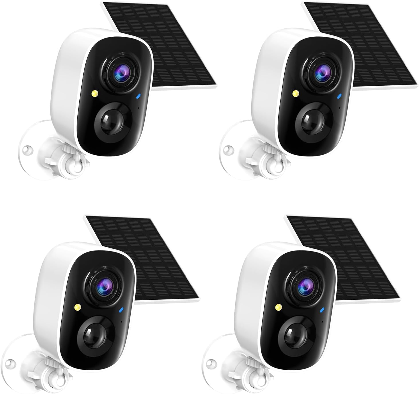 2K FHD Solar Powered Security Cameras Wireless Outdoor,WiFi Wireless Cameras,Outside Cameras for Home Security,AI Motion Detection,Color Night Vision,Spotlight,Siren Alarm,SD/Cloud Storage,4 Pack