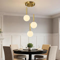 Modern Gold Pendant Light Hanging Fixture Light for Kitchen Island Mid Century with Globe Pendant Light Milk White Glass Pendant Lighting for Living Room Bedroom Entryway (3 Lights)