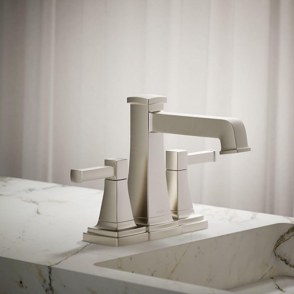 Kohler K-27398-4K-BN Riff Centerset Bathroom Sink Faucet, 1.0 gpm, Vibrant Brushed Nickel