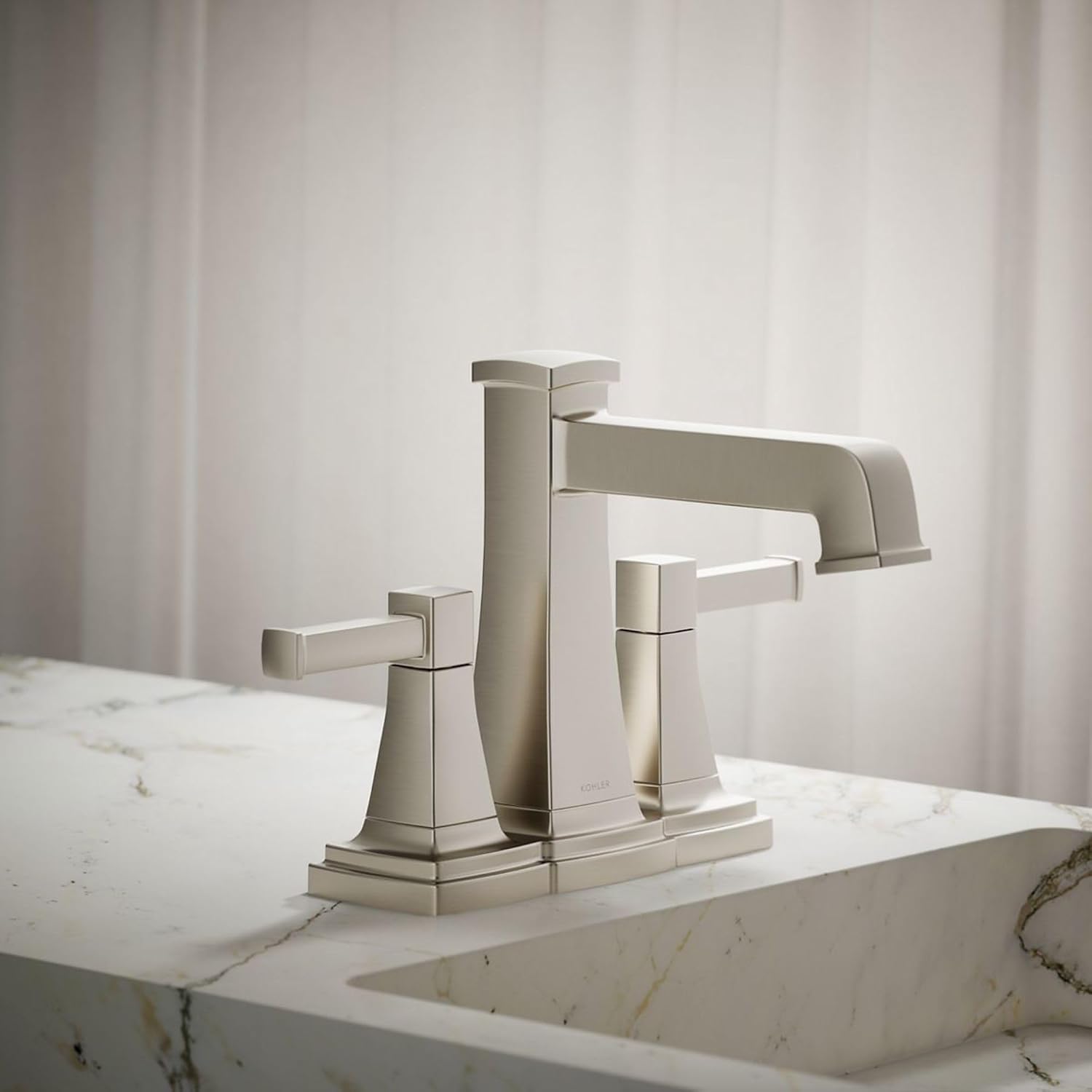 Kohler K-27398-4K-BN Riff Centerset Bathroom Sink Faucet, 1.0 gpm, Vibrant Brushed Nickel
