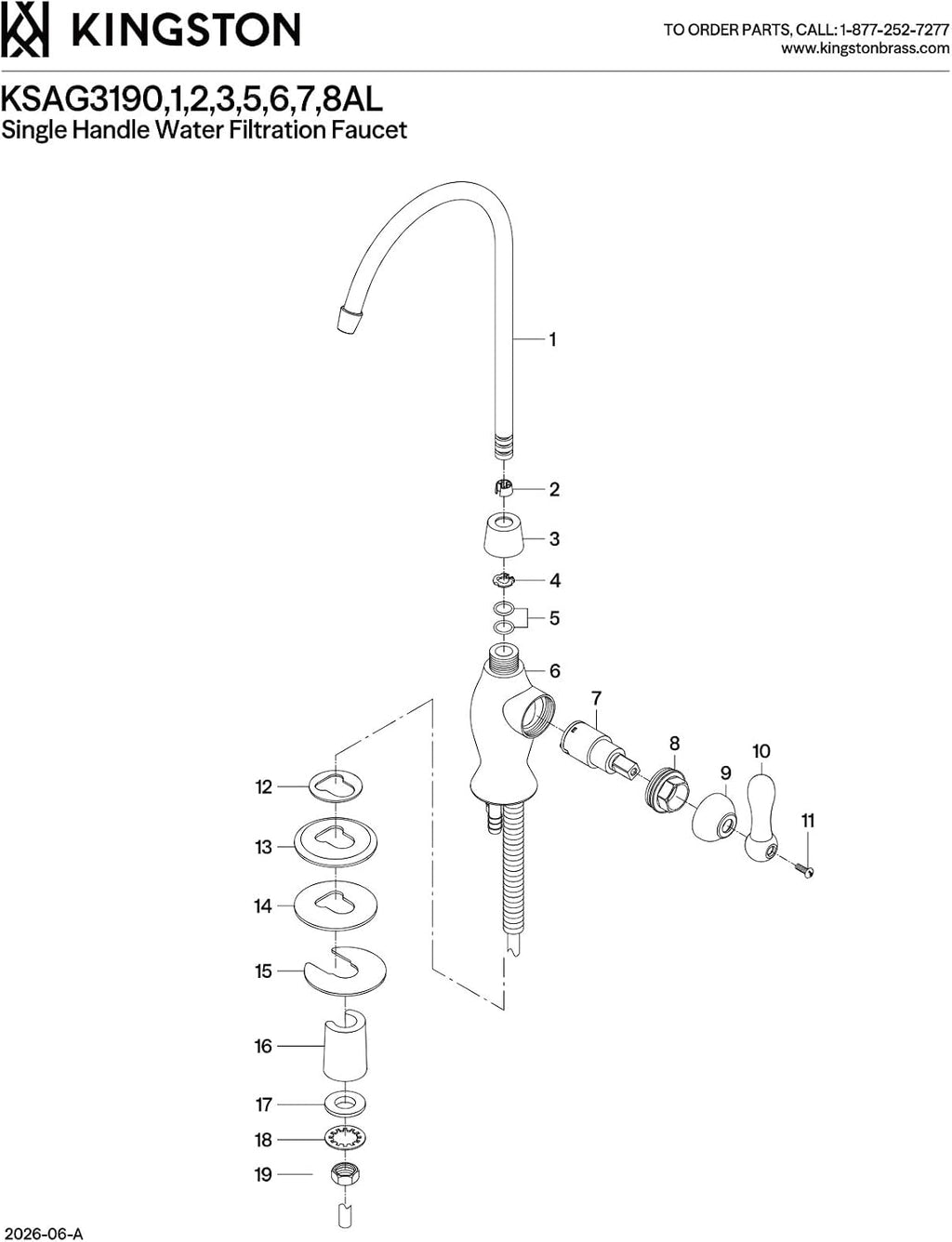 Kingston Brass KSAG3190AL Restoration Reverse Osmosis System Filtration Water Air Gap Faucet, Matte Black