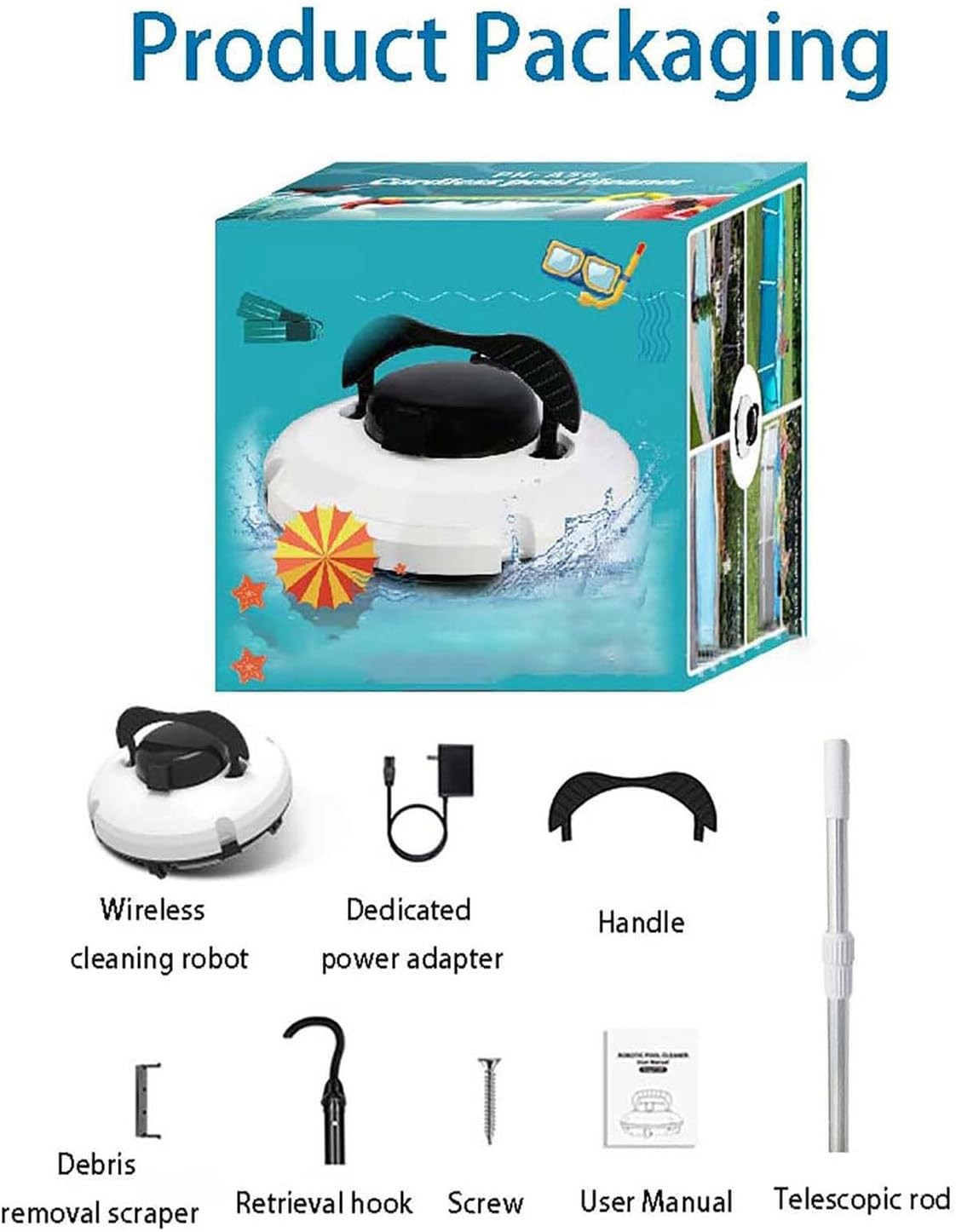 Cordless pool robot, fully automatic pool vacuum, 120 minutes powerful cleaning floor and wall vacuum, pool cleaner for pool cleaning, swimming pools