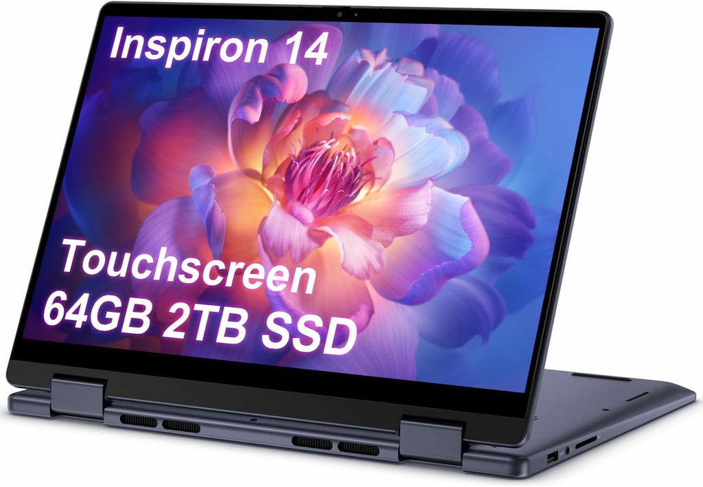 Dell Inspiron 14 2-in-1 Touchscreen Laptop (14' FHD+ IPS, 64GB DDR5 RAM, 2TB SSD, AMD Ryzen 5 8640HS (> intel i7-1255U)) For Business, Students, FP, Backlit, FHD Webcam, Inspiron 7445, Win 11 Pro