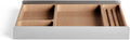 Desk Tray Organiser Drawer with Compartments Cork & Aluminium Catchall Valet Pen Tray for Cockpit Setup Desktop Storage Stationery Organizer (Light)