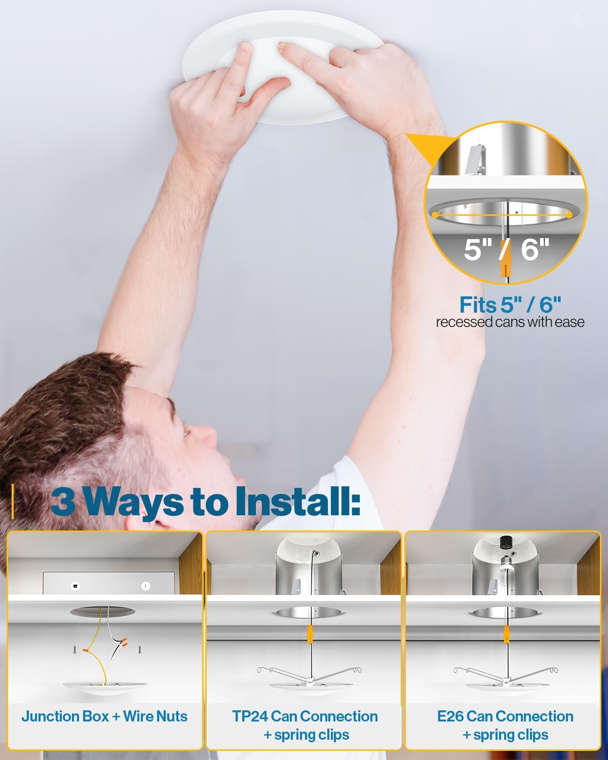 Sunco 48 Pack LED Disc Lights Ceiling 6 Inch, Flush Mount Disk Light, Recessed Can Lighting, 1050 LM, 15W (75W Equivalent), 5000K Daylight, Dimmable, Damp Rated ETL.