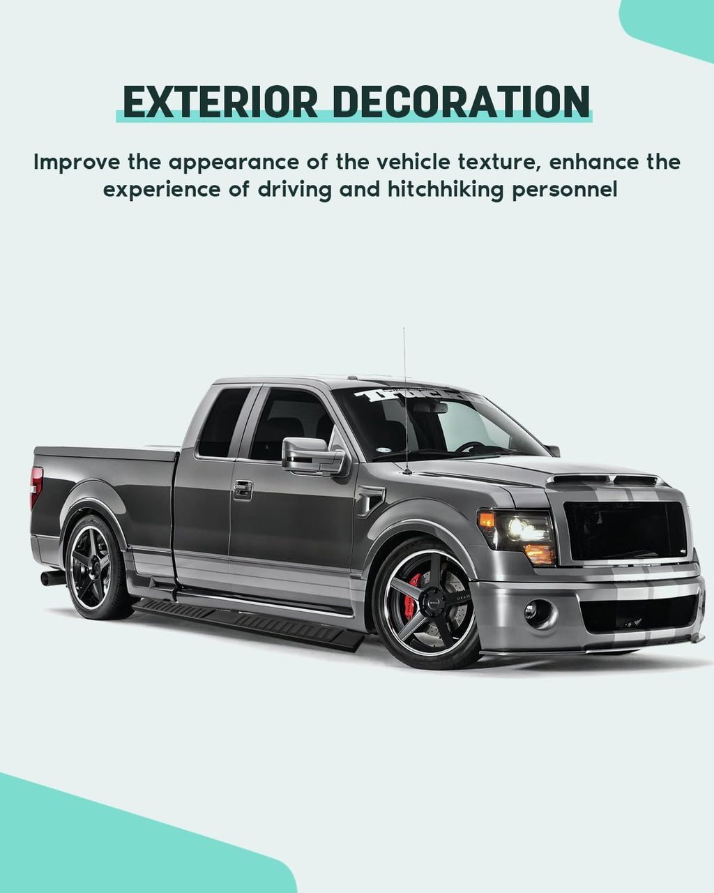 SCITOO 6.4 Inches Nerf Bar Running Board Fit for 2009-2014 for Ford for F-150 Super Crew Cab Aluminium Alloy Black Side Step