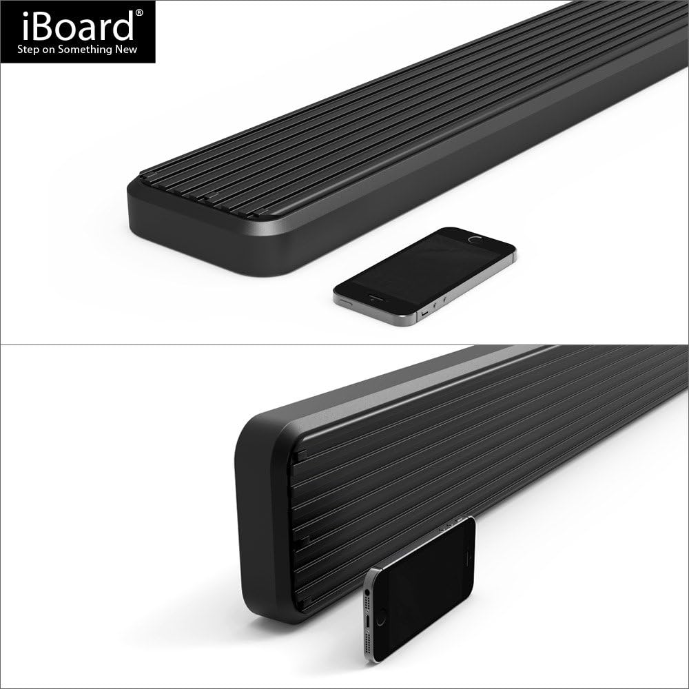 APS Running Boards (Nerf Bars Side Steps Step Bars) Compatible with Ford Econoline 1999-2014 Full Size Van 3-Door (Stainless Steel Black Powder Coated 5 inches)