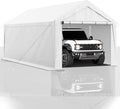10x20 FT Heavy Duty Carport Car Tent Car Canopy Storage Shed, Portable Garage with Removable Sidewalls & Doors All-Season Tarp for Car,Truck,SUV,Party White