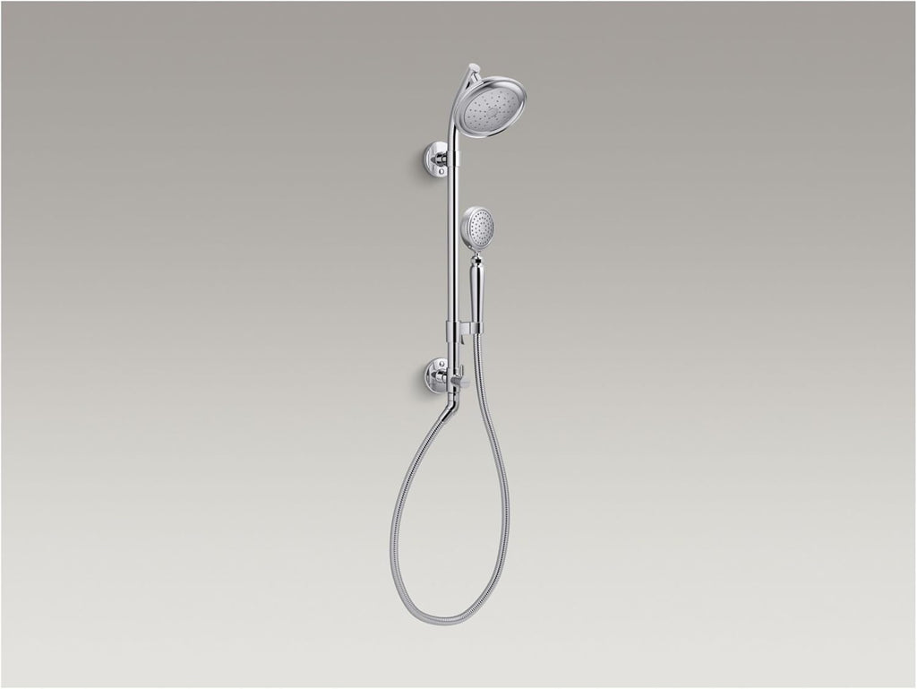 Kohler K-76472-G HydroRail-S 1.75 GPM Single Function Shower Head with MasterClean Technology - Included Handshower, Slide Bar, and Hose - Vibrant Brushed Moderne Brass