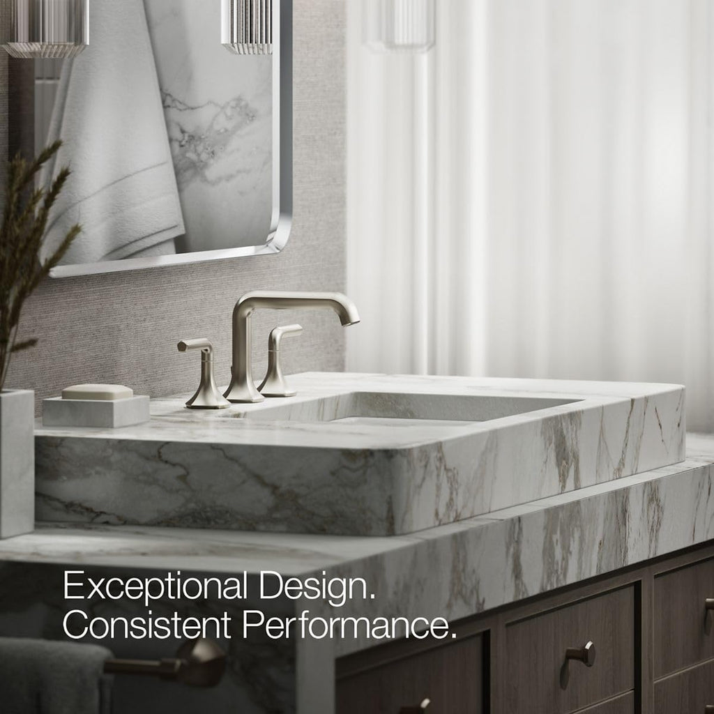 KOHLER 27009-N-BN Occasion Bathroom Sink Faucet Spout, Stationary Deck-Mount Bathroom Sink Spout, 0.5 gpm, Vibrant Brushed Nickel