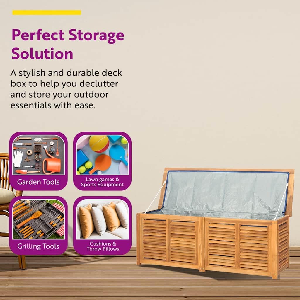 vidaXL Garden Storage Box Teak brown Solid teak wood with water-based finish