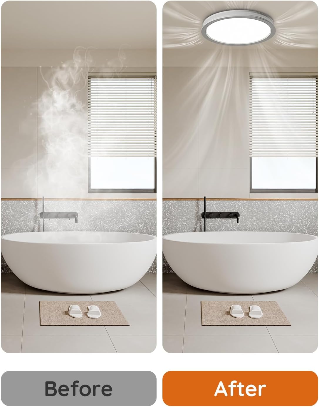 Fitop Bathroom Exhaust Fan with Light,130 CFM 47W 1100LM Ceiling Mount Shower Ventilation Exhaust Fan, 1.5Sones Bathroom Vent Fan with Light, Fan LED Light 3000K/4000K/5000K