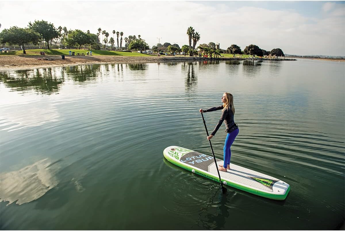 ADVANCED ELEMENTS Lotus Yoga Inflatable Stand Up Paddle Board & Pump, White, 10ft (AE1062-G)