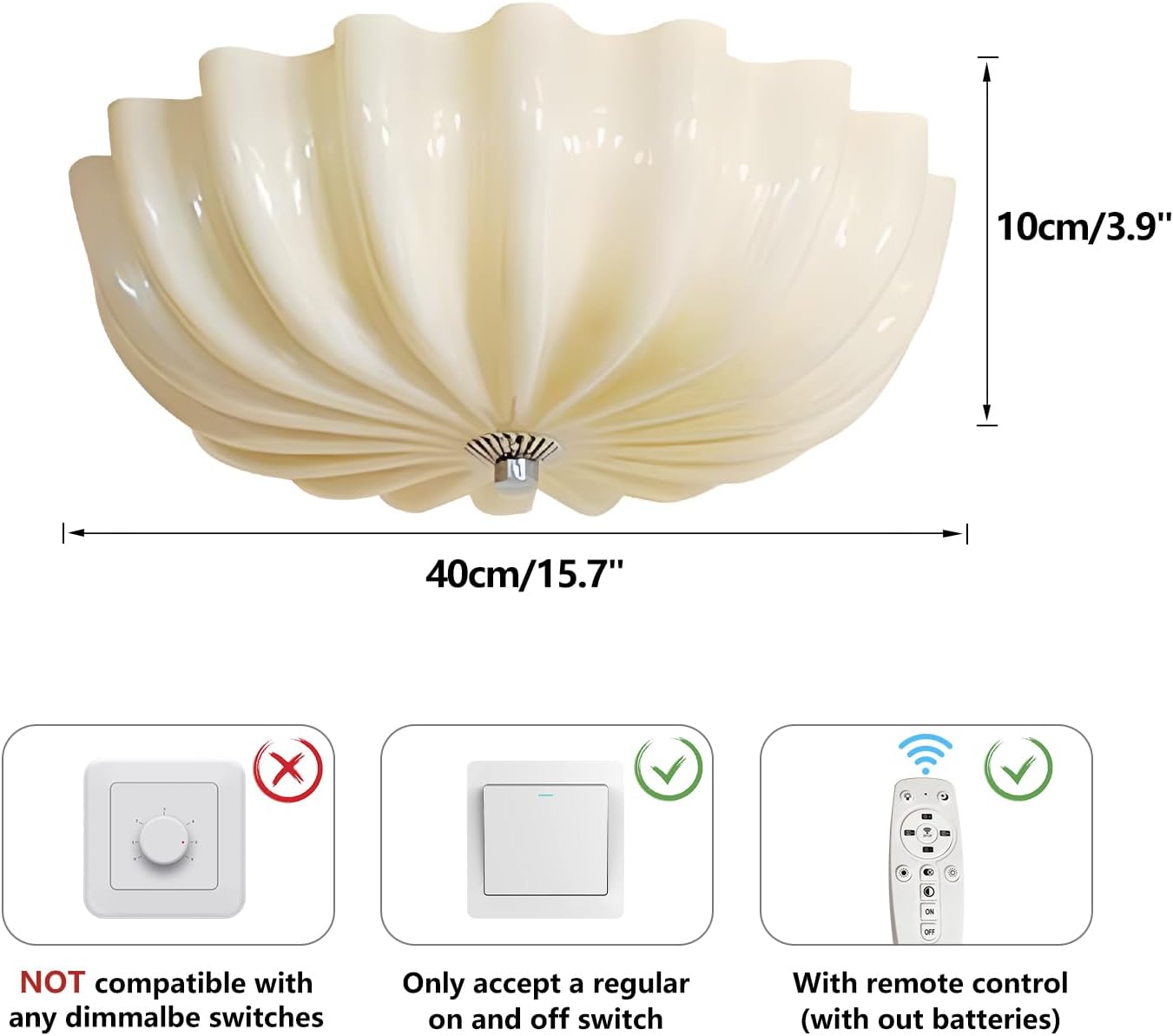 Retro Vintage Yellow Glass Ceiling Light Fixture Scalloped Semi Flush Mount Ceiling Light Modern LED Corridor Hallway Ceiling Lights Large Kitchen Flush Mount Lighting