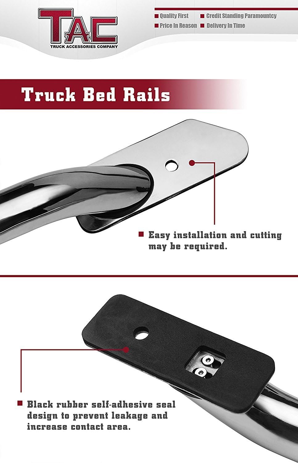 TAC Bed Rails Fit 2014-2025 Chevy Silverado 1500/GMC Sierra 1500 5.5ft Short Bed T304 Stainless Steel Truck Side Rails Off Road Automotive Exterior Accessories (2 Pieces Bed Rails)