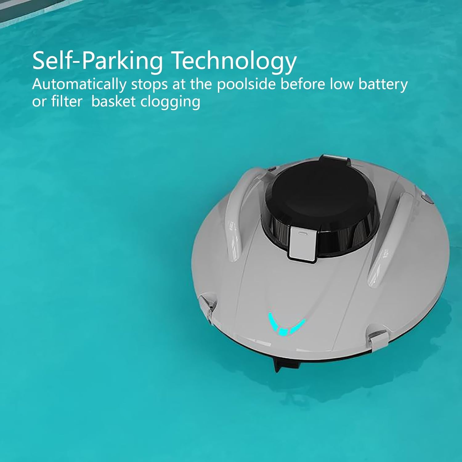 Pool Surface Skimmer Cleaner, Powerful Suction Robotic Pool Cleaner, Cordless Design, Automatic Pool Vacuum Robot for Inground Pools
