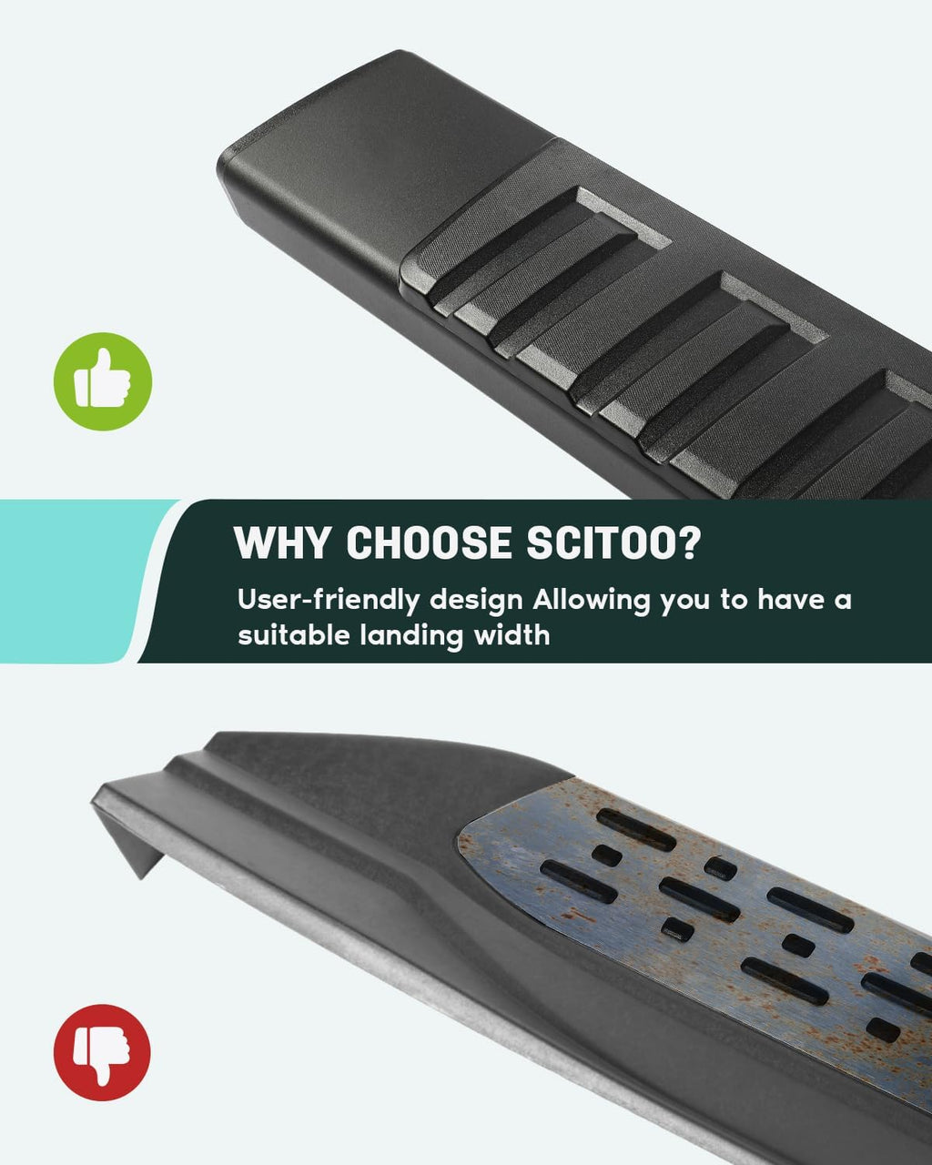 SCITOO 6.4 Inches Nerf Bar Running Board Fit for 2009-2014 for Ford for F-150 Super Crew Cab Aluminium Alloy Black Side Step