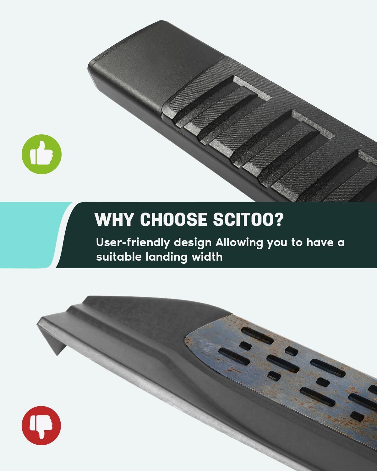 SCITOO 6.4 Inches Nerf Bar Running Board Fit for 2009-2014 for Ford for F-150 Super Crew Cab Aluminium Alloy Black Side Step