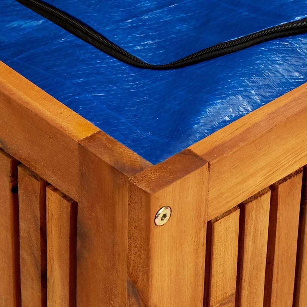 vidaXL - Farmhouse-style Patio Storage Box, Solid Acacia Wood, Water-Resistant Interior Bag with Zipper, Brown, 68.9'x19.7'x22.8'