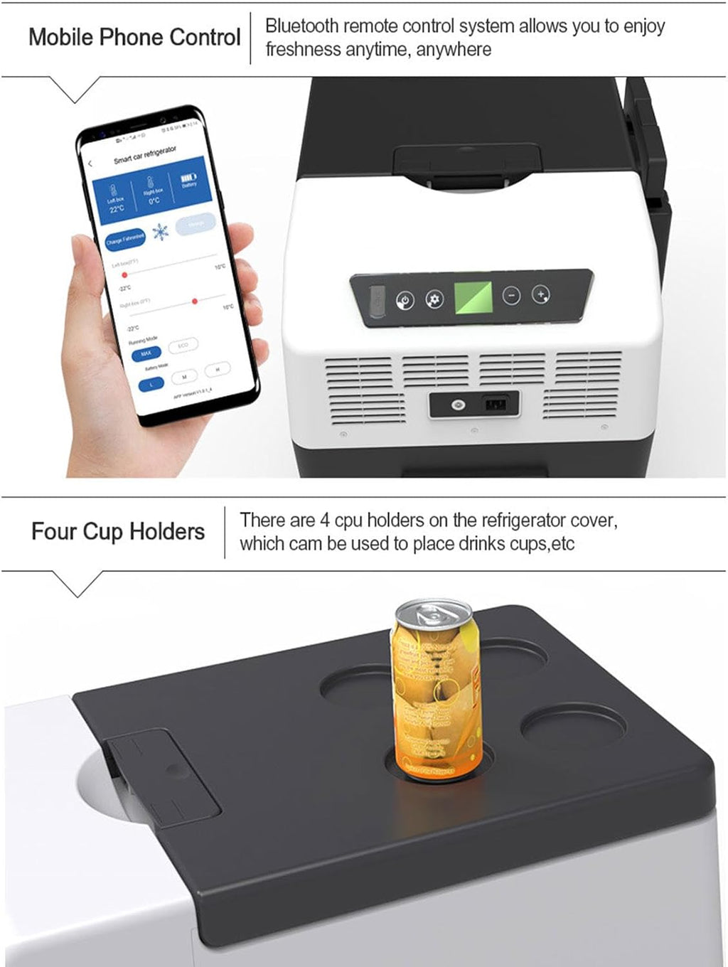Car Refrigerator, 12V/24V Freezer Compressor Cooler Portable Refrigerator Fridge Cooler for Car, RV, Truck, Van, Boat for Camping, Travel, Fishing Outdoor,30L