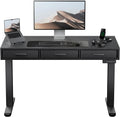 HUANUO Electric Standing Desk with Drawers, C-Clamp Mount Compatible, 40 x 22 Inch Height Adjustable Sit Stand Desk, Fabric Drawers, Home Office Stand Up Desk with 4 Custom Height Settings, Black