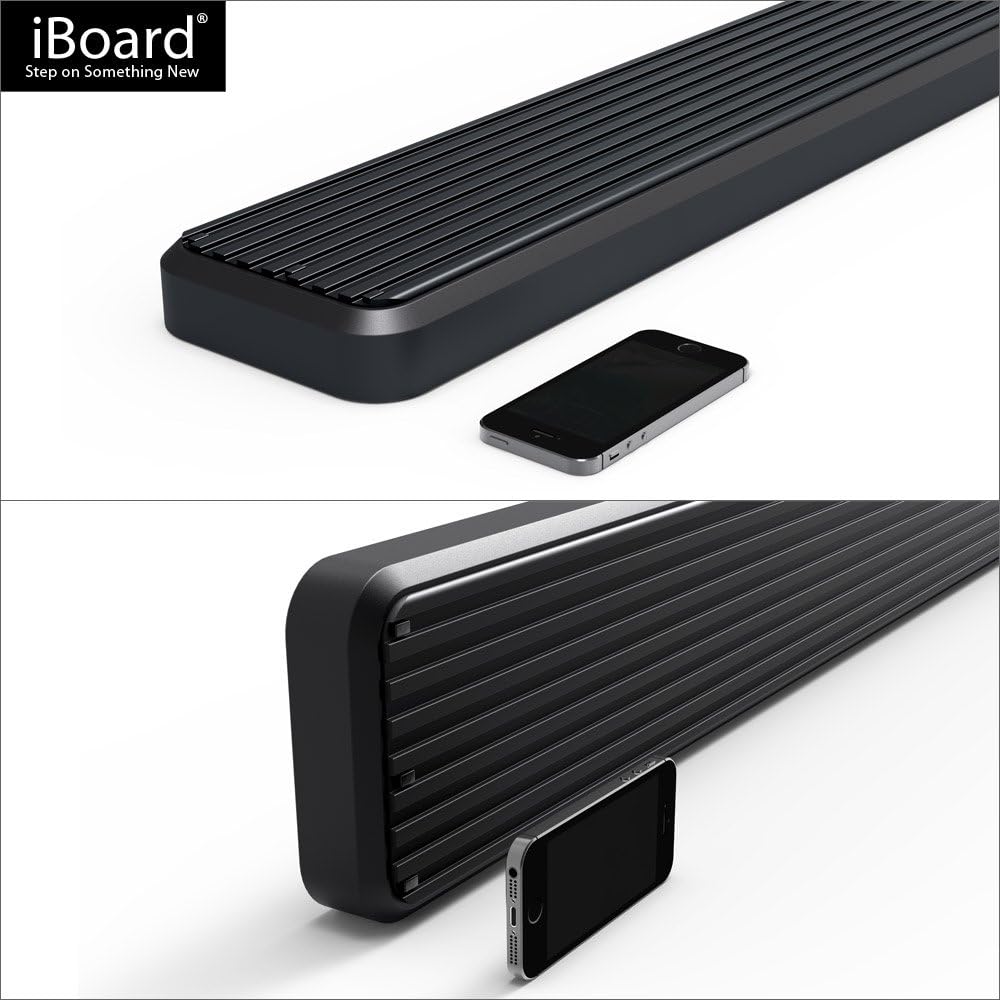 APS Running Boards (Nerf Bars Side Steps Step Bars) Compatible with Ford Econoline 1999-2014 Full Size Van 3-Door (Stainless Steel Black Powder Coated 6 inches)