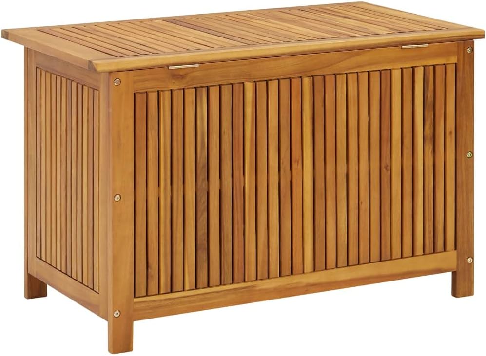 Solid Wood Patio Storage Box Outdoor Storage Bench, Solid Acacia Wood Deck Box, Wooden Outdoor Storage Organization Box with Liftable Top for Garden,Patio,Backyard, 35.4'x19.7'x22.8'