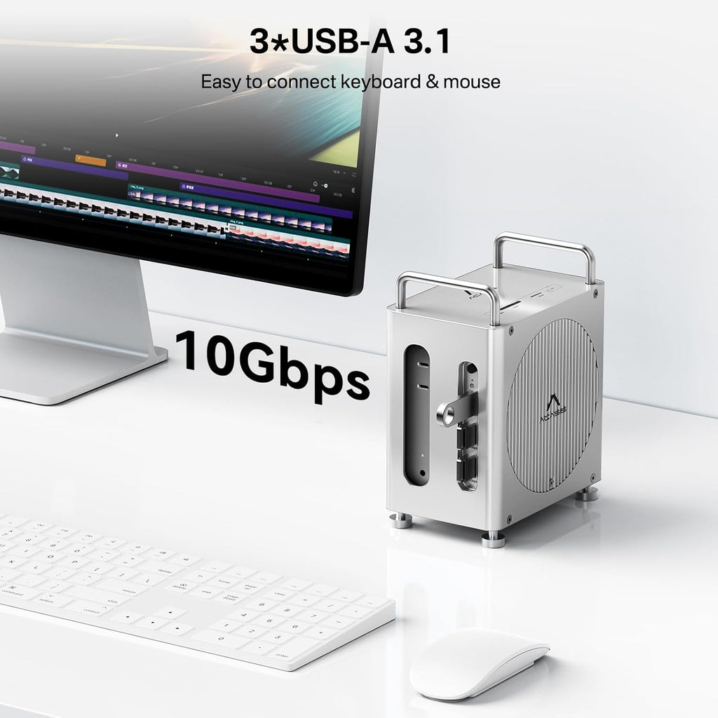 ACASIS 40Gbps Mac mini M4 Dock & Stand with Dual-Bay NVMe SSD Enclosure，11-in-1 Docking Station for Mac mini M4/M4 Pro, Dual DisplayPort MST, 3×USBA 10Gbps, 30W PD, SD/TF Reader