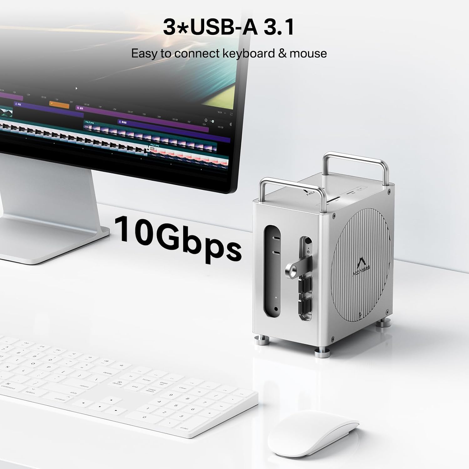 ACASIS 40Gbps Mac mini M4 Dock & Stand with Dual-Bay NVMe SSD Enclosure，11-in-1 Docking Station for Mac mini M4/M4 Pro, Dual DisplayPort MST, 3×USBA 10Gbps, 30W PD, SD/TF Reader